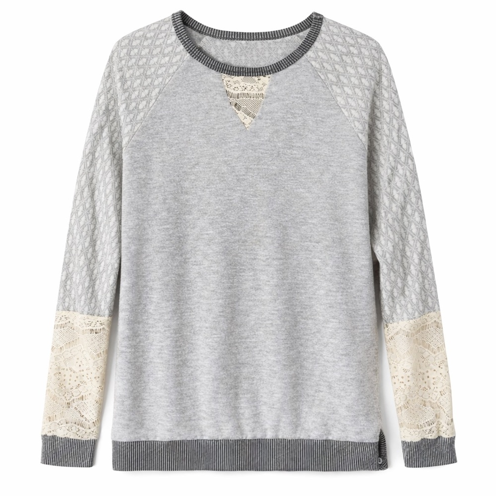 Coquette Lace Trim Hoodie Y2K Gray Medium Soft Girl Aesthetic